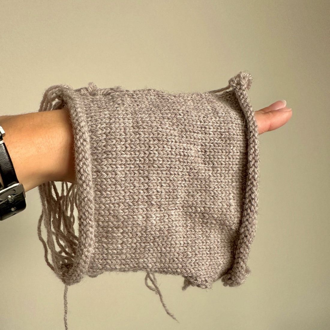 Knitted gauge swatch 
