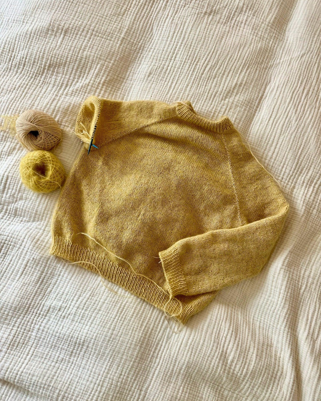 Yellow sweater in progress