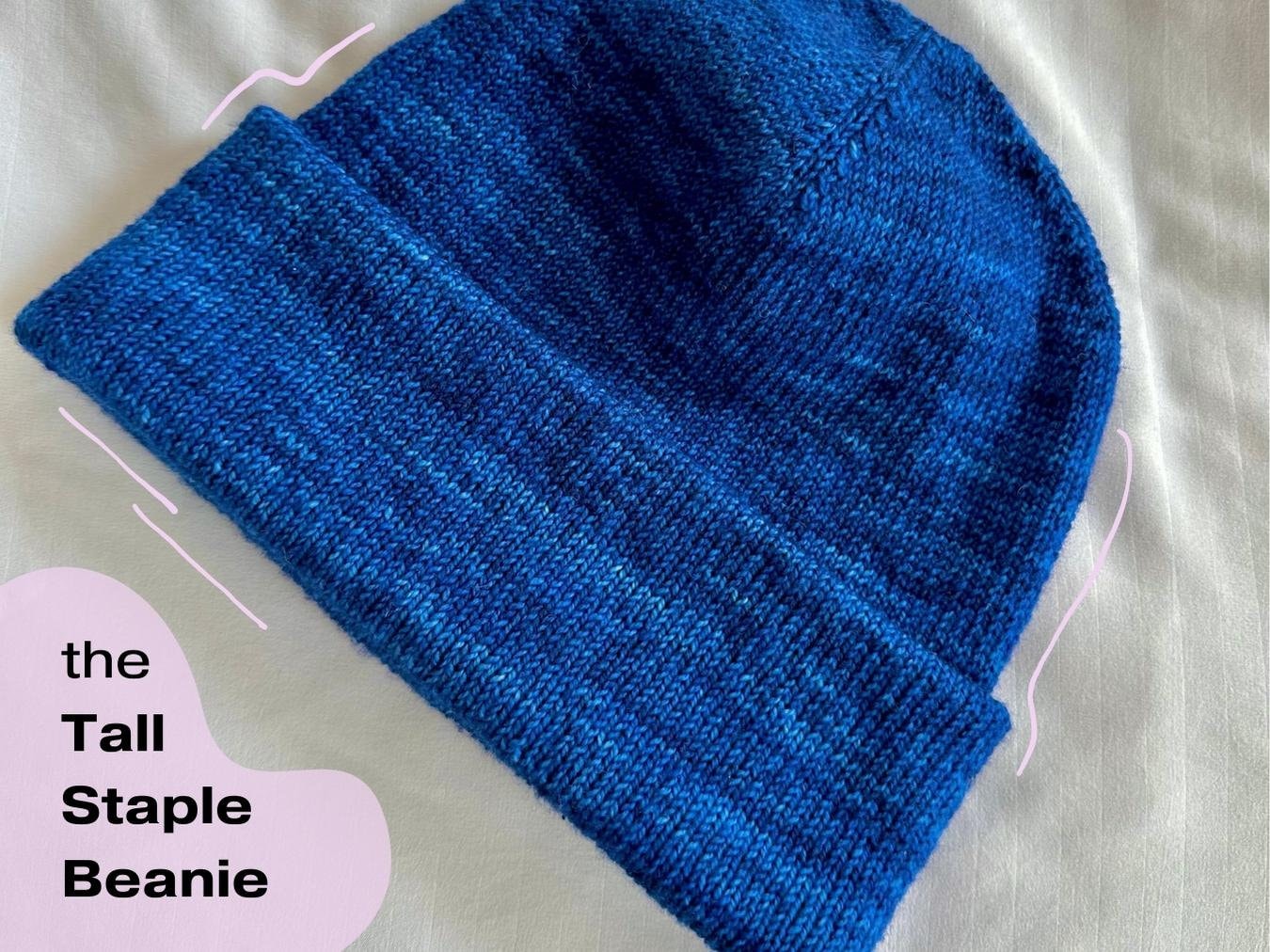 The Staple Beanie Bundle includes the pattern for the tall staple beanie