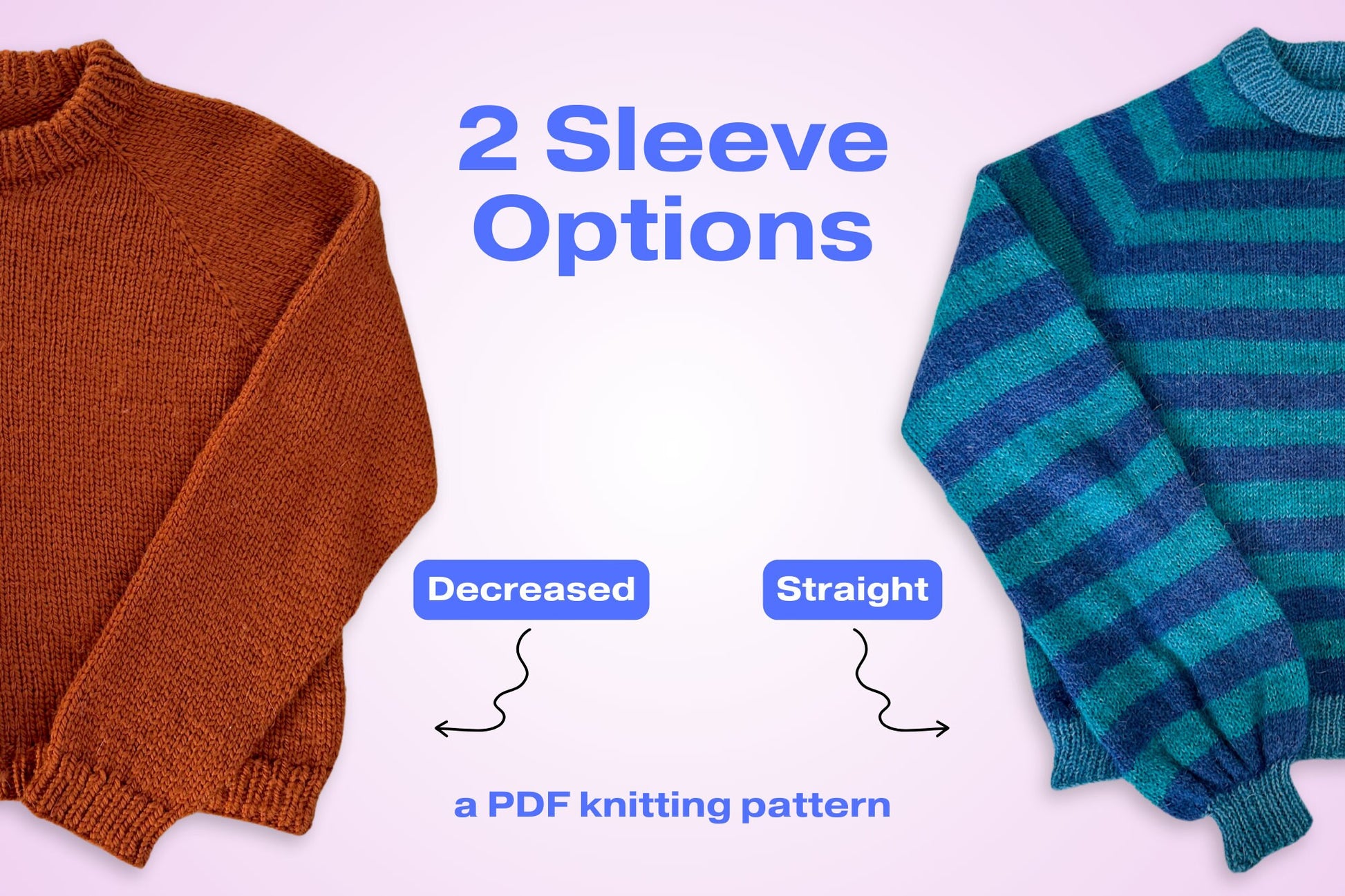 two sleeve options for the Staple Sweater knitting pattern